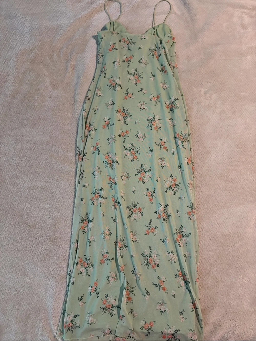 Mint Floral Maxi Slip Dress - Picture 4 of 4